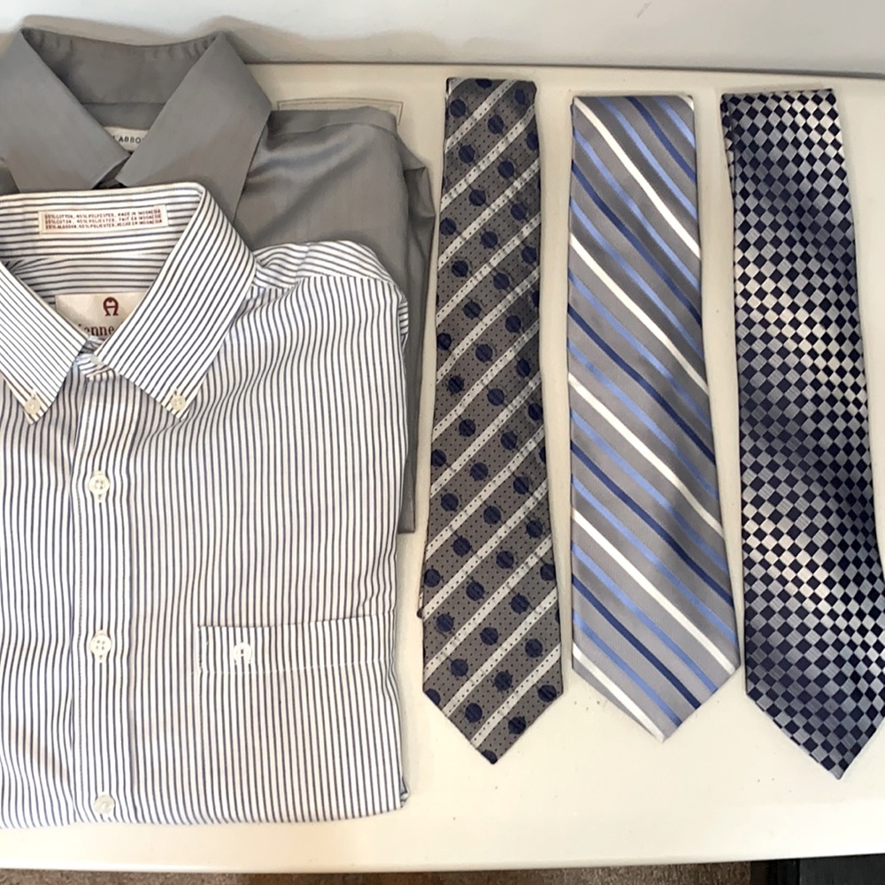 👔 DRESS SHIRT & TIE BUNDLE❗️2 Shirts & 3 Ties❗️